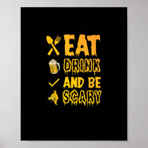 Poster Mangez Boire Et Soyez Effrayant I Halloween Retro 