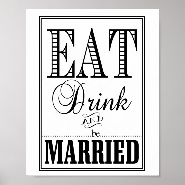 Poster Mangez Boire & être marié signe mariage (Devant)