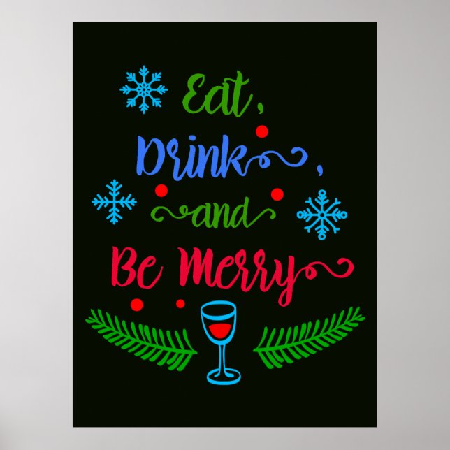 Poster Mangez, buvez et soyez joyeux, Fêtes de Noël, ZSSP (Devant)