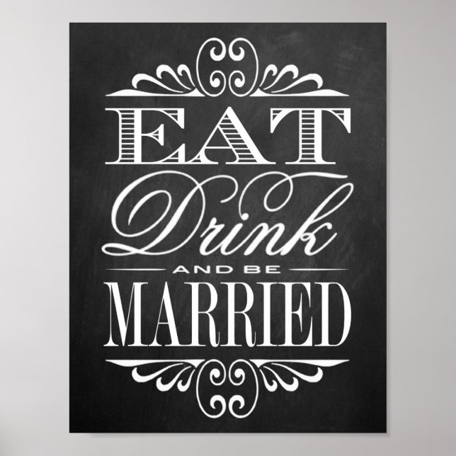 Poster Mangez, buvez et soyez mariés - Panneau Mariage du (Devant)
