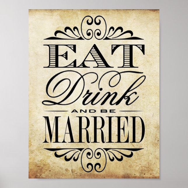 Poster Mangez, buvez et soyez mariés - Symbole de mariage (Devant)