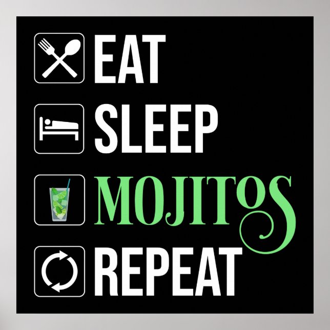 Poster Mangez des mojitos du sommeil Répéter (Devant)