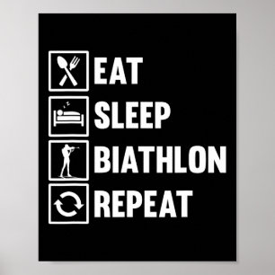 Poster Mangez Le Biathlon Du Sommeil Répétez Le Motif Pou