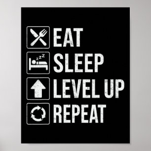 Poster Mangez Le Niveau De Sommeil Haut Répétez Garçons A