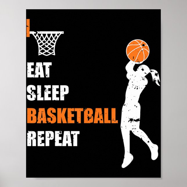 Poster Mangez Le Sommeil Basketball Répétez Les Filles Ba (Devant)