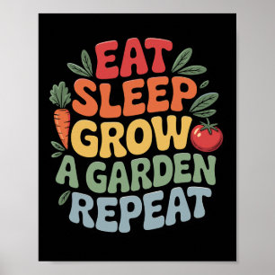 Poster Mangez Le Sommeil Grandir Un Jardin Répéter Drôle