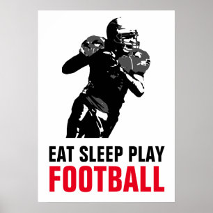Poster Mangez le sommeil Jouer Black & White Football Pop