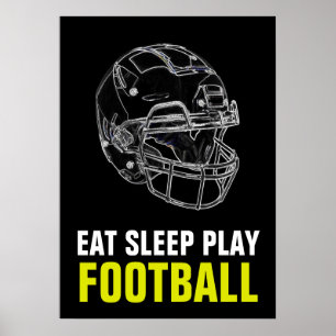 Poster Mangez Le Sommeil Jouer Football Sport Motivation