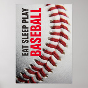 Poster Mangez Le Sommeil Jouer Gros Plan Baseball