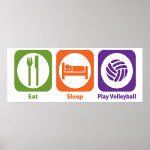 Poster Mangez le volleyball de jeu de sommeil