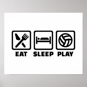Poster Mangez le volleyball de jeu de sommeil