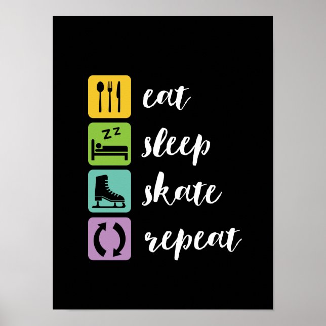 Poster Mangez Patinage de sommeil amusant Figurine Patine (Devant)