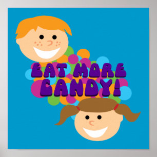 Poster Mangez Plus Candy Retro Enfants