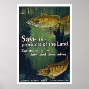 Poster Mangez plus d'affiche 1917 de poissons