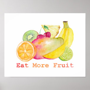 Poster Mangez plus d'aquarelle de fruits