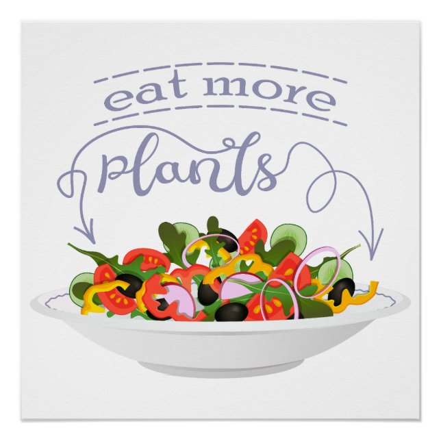 Poster Mangez plus de plantes frais motivation salade let (Devant)