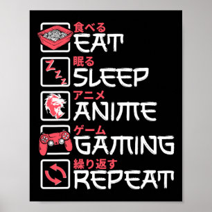 Poster Mangez Sleep Anime Jeu Répéter Otaku Gamer Japonai