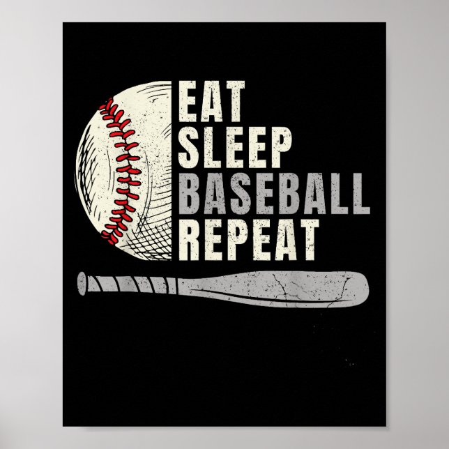 Poster Mangez Sleep Baseball Répéter Funny Baseball Playe (Devant)