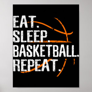 Poster Mangez Sleep Basketball Répéter - Cadeau Pour Bask