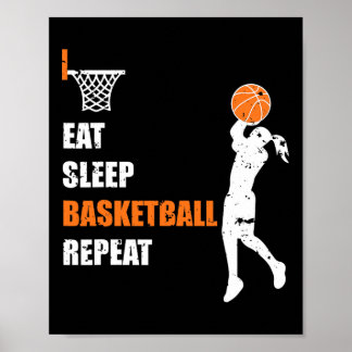 Poster Mangez Sleep Basketball Répéter Girls Basketball P