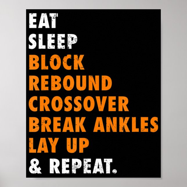 Poster Mangez Sleep Basketball Répéter un cadeau amusant  (Devant)
