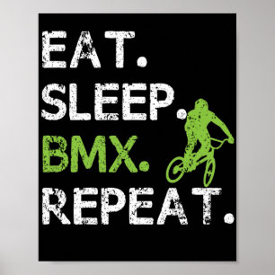 Poster Mangez Sleep BMX Freestyle Cyclisme Sarcasme
