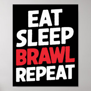 Poster Mangez Sleep Brawl Répéter Funny Stars Video Gamer