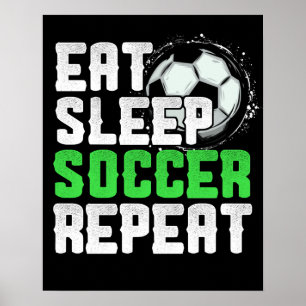 Poster Mangez Sleep Football Répéter Cool Sport Joueur
