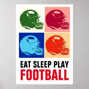 Poster Mangez Sleep Jouer Football Pop Art