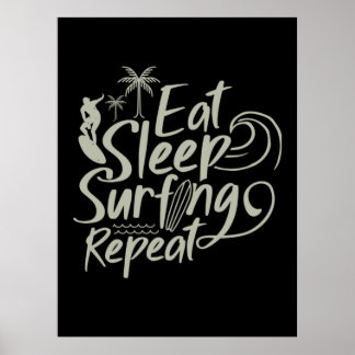 Poster Mangez Sleep Surfing Répéter