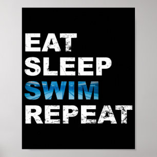 Poster Mangez Sleep Swim Repeat - Drôle cadeau pour nageu