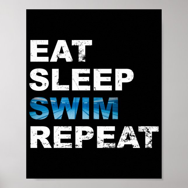 Poster Mangez Sleep Swim Repeat - Drôle cadeau pour nageu (Devant)