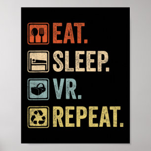 Poster Mangez Sleep Vr Répéter Jeu Vintage Jeu Virtual R