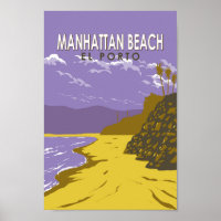 Manhattan Beach California Travel Art Vintage