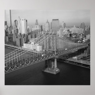 Poster Manhattan Bridge Photographie noir et blanc