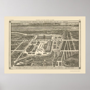 Poster Manhattan, carte panoramique de NY - 1883