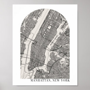 Poster Manhattan New York Boho Minimal Arch Street Carte