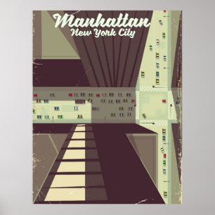 Poster Manhattan New York City Travel poster.