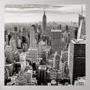 Poster Manhattan, New York (panorama noir et blanc)