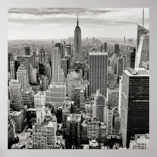 Poster Manhattan, New York (panorama noir et blanc) (Devant)
