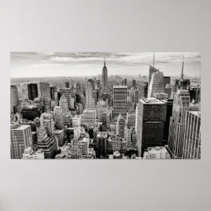 Poster Manhattan, New York (panorama noir et blanc)