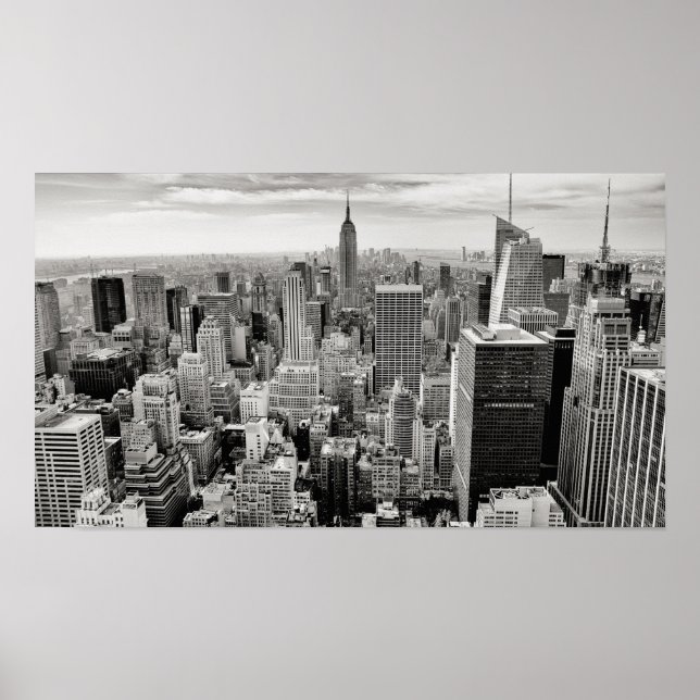 Poster Manhattan, New York (panorama noir et blanc) (Devant)