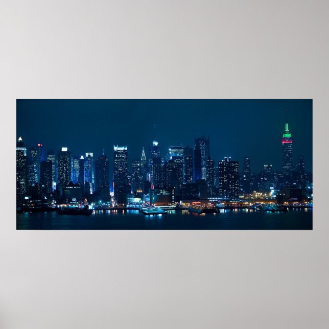 Poster Manhattan Night Panorama (Devant)