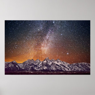 Poster Manière laiteuse au-dessus de Teton grand