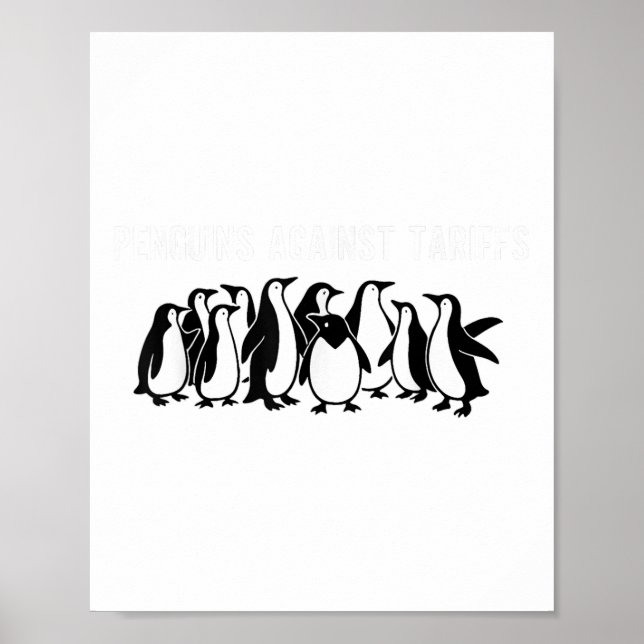 Poster Manifestation de pingouins contre les tarifs douan (Devant)