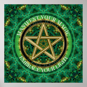 Poster Manifestez votre nature de pentacle doré magique v