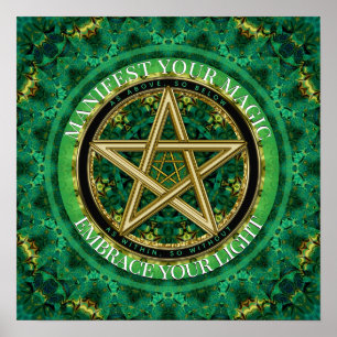 Poster Manifestez votre nature de pentacle doré magique v