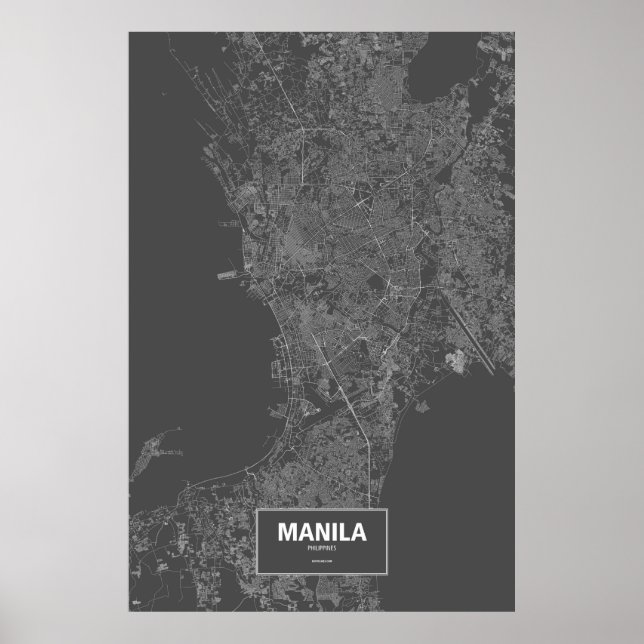 Poster Manille, Philippines (blanc sur noir) (Devant)