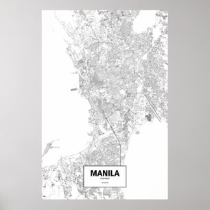 Poster Manille, Philippines (noir sur blanc)
