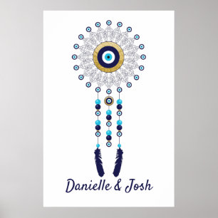 Poster Manipulateur de rêve Mandala en bleu or
